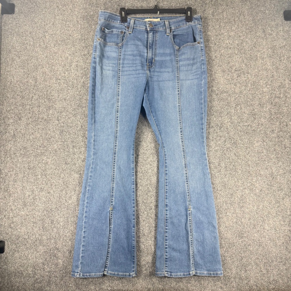 Levi's 726 Flare Jeans Women's 33x30 Blue Cotton Blend Stretch Pintuck Seam